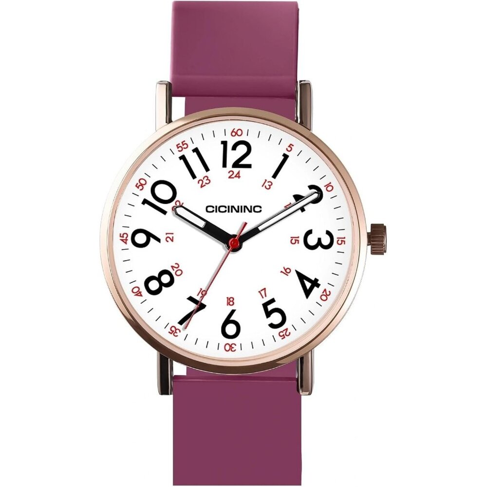 Women's Smoke Violet Analog Silicone Band  Read Dial Stylish Comfortable Watch - Picture 2 of 7